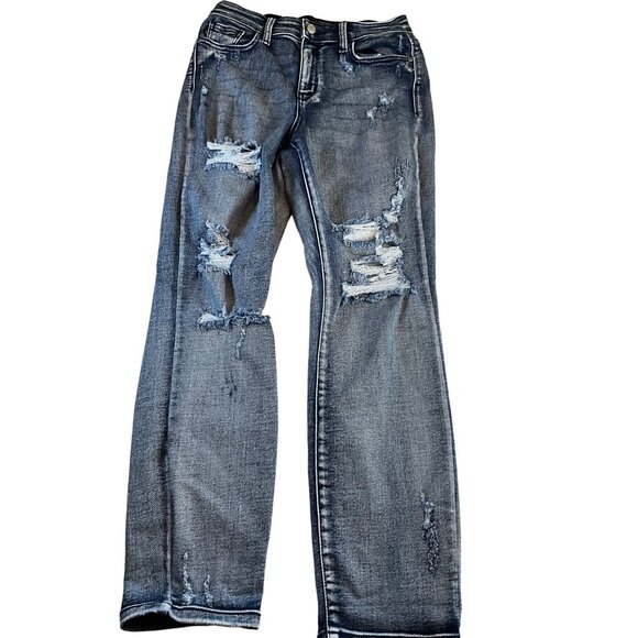 Judy Blue Boyfriend Fit 5|27 Distressed Jeans Style #JB82284MD - Picture 2 of 9